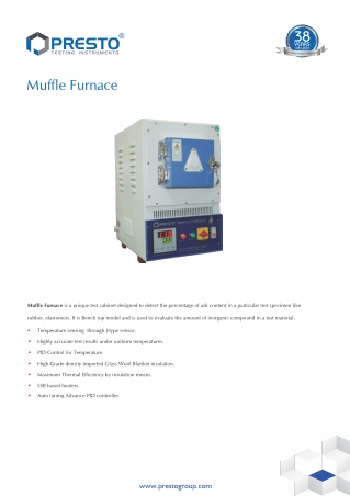 Presto is the best muffle furnace manufacturer and Supplier in India