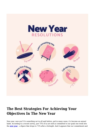 The Best Strategies For Achieving Your Objectives In The New Year