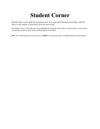 Student Corner