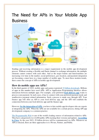 The Need for APIs in Your Mobile App Business