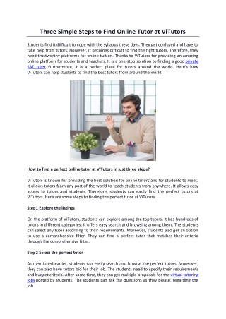 Three Simple Steps to Find Online Tutor at ViTutors