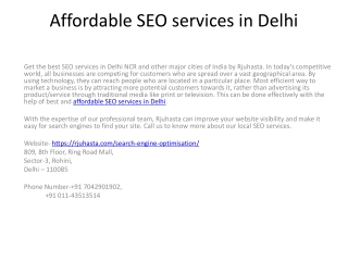Affordable SEO services in Delhi
