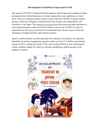 Development of tourism in Japan post Covid