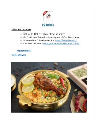 Up To 10% offer 50 spices Indian Takeaway Ashgrove - Order Now