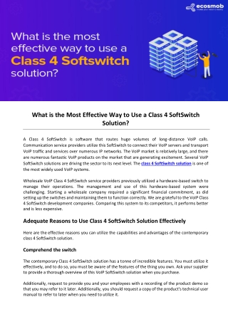 What is the Most Effective Way to Use a Class 4 SoftSwitch Solution