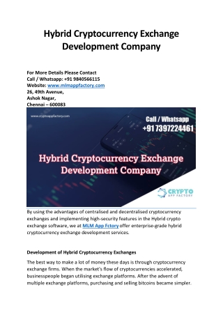 Hybrid Cryptocurrency Exchange Development Company