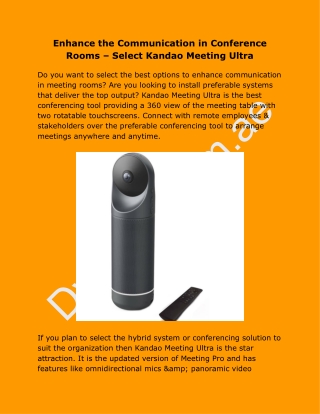 Enhance the Communication in Conference Rooms – Select Kandao Meeting Ultra