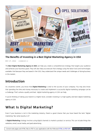 How to choose the Best Digital Marketing Agency in USA | Opelsolutions