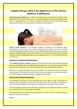 Cupping Therapy What Is the Significance of This Chinese Medicine in Melbourne