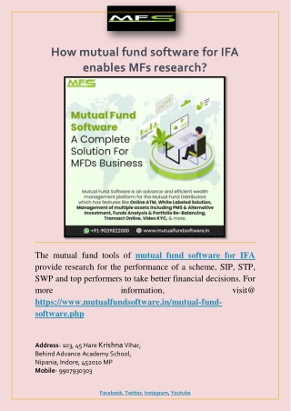 How mutual fund software for IFA enables MFs research