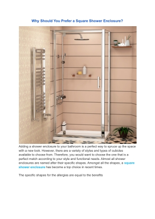 Why Should You Prefer a Square Shower Enclosure