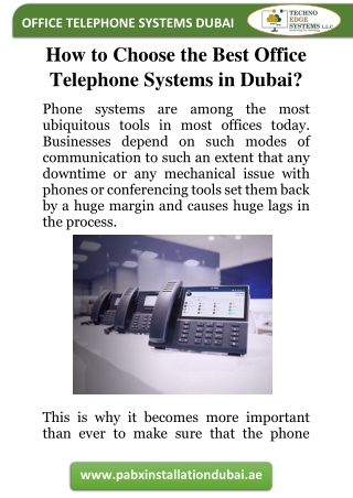 How to Choose the Best Office Telephone Systems in Dubai?