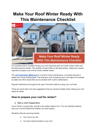 Make Your Roof Winter Ready With This Maintenance Checklist