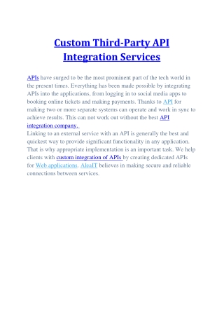 Custom Third-Party API Integration Services