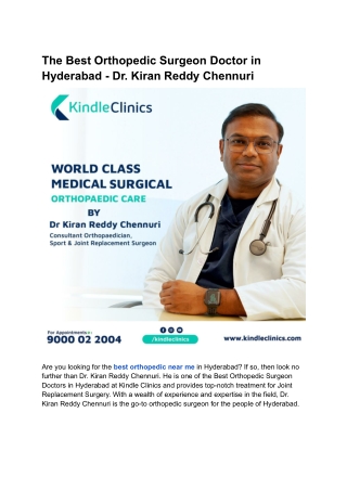 Best Orthopedic Near me _ Dr. Kiran Reddy Chennuri