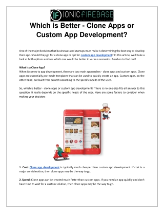Which is Better - Clone Apps or Custom App Development