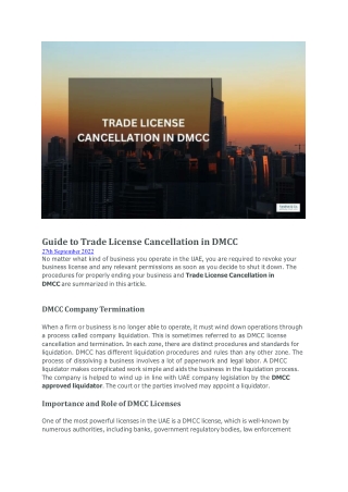 Guide to Trade License Cancellation in DMCC