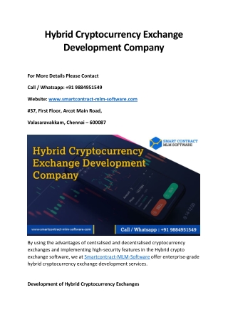 Hybrid Cryptocurrency Exchange Development Company