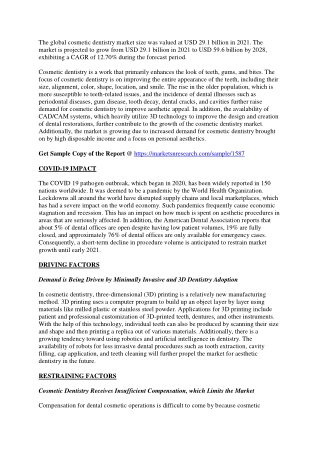 Cosmetic Dentistry Market New Investment Growth Opportunities 2028