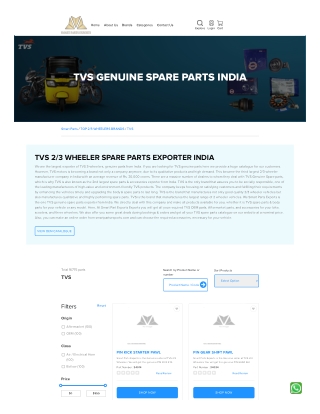 Buy TVS genuine parts online and get right 2-3 wheeler spare parts