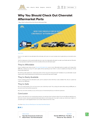 Why You Should Check Out Chevrolet Aftermarket Parts