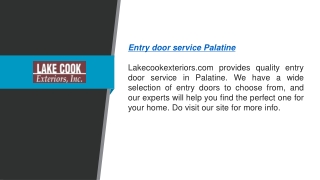 Entry Door Service Palatine Lakecookexteriors.com