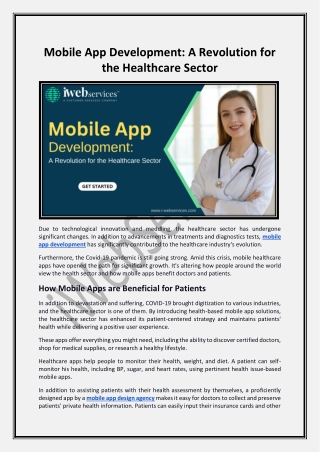 Mobile App Development - A Revolution for the Healthcare Sector - iWebServices