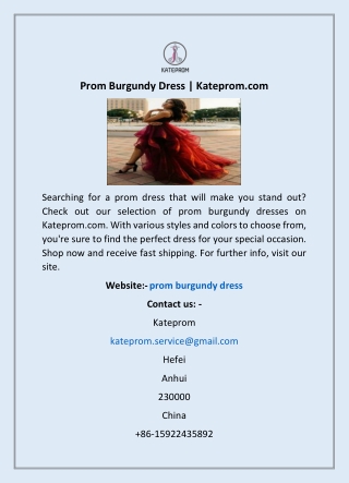 Prom Burgundy Dress | Kateprom.com