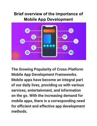 Brief overview of the importance of Mobile App Development