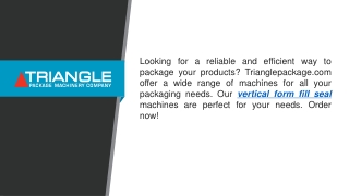 Vertical Form Fill Seal  Trianglepackage.com