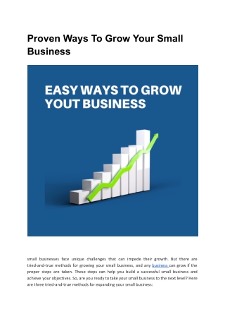 Proven Ways To Grow Your Small Business