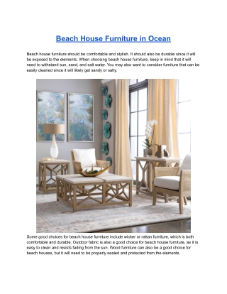 Beach House Furniture in Ocean
