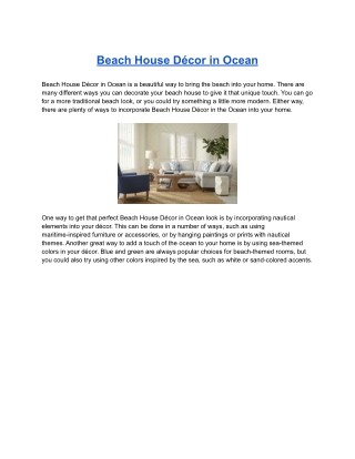 Beach House Décor in Ocean