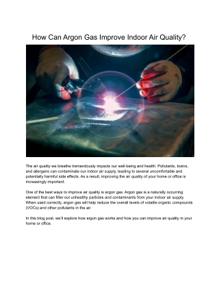 How Can Argon Gas Improve Indoor Air Quality