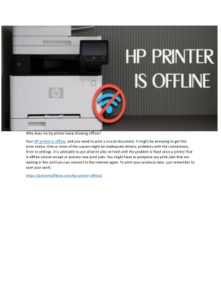 Why does my hp printer keep showing offline?