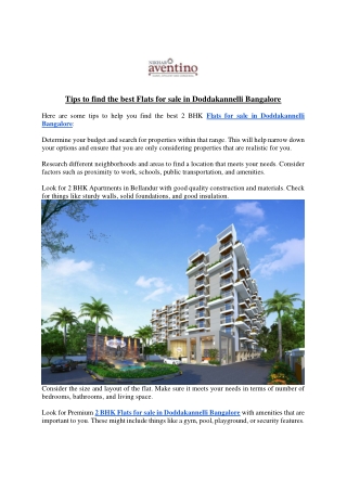 Tips to find the best Flats for sale in Doddakannelli Bangalore