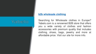 B2B Wholesale Clothing  Yabelo.com