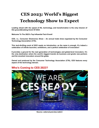 CES 2023 World’s Biggest Technology Show to Expect