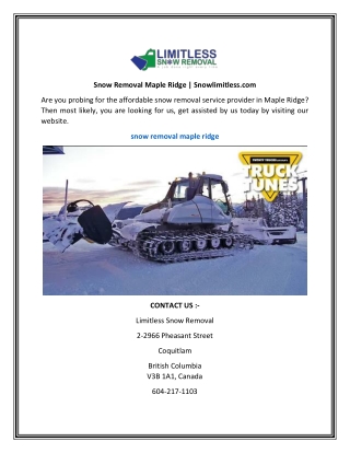 Snow Removal Maple Ridge Snowlimitless.com