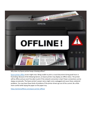 Why does my Epson printer keeps showing offline?