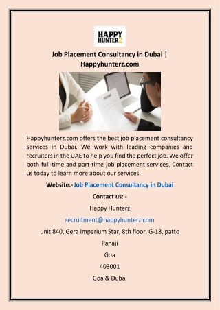 Job Placement Consultancy in Dubai | Happyhunterz.com