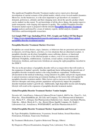 Paraphilia Disorder Treatment Market