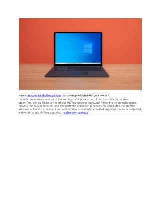 How to Activate the McAfee antivirus that comes pre-loaded with your device?