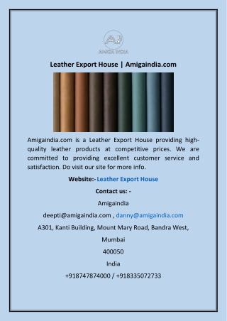 Leather Export House | Amigaindia.com