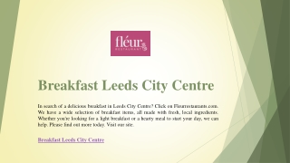 Breakfast Leeds City Centre | Fleurrestaurants.com