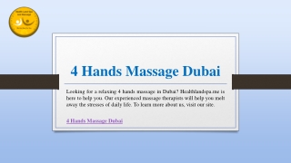 4 Hands Massage Dubai | Healthlandspa.me