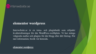 elementor wordpress  | Interwebsite.se