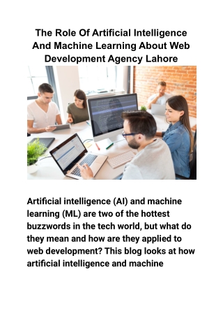 The Role Of Artificial Intelligence And Machine Learning About Web Development Agency Lahore