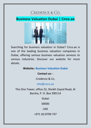 Business Valuation Dubai | Cnco.ae