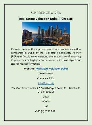 Real Estate Valuation Dubai | Cnco.ae